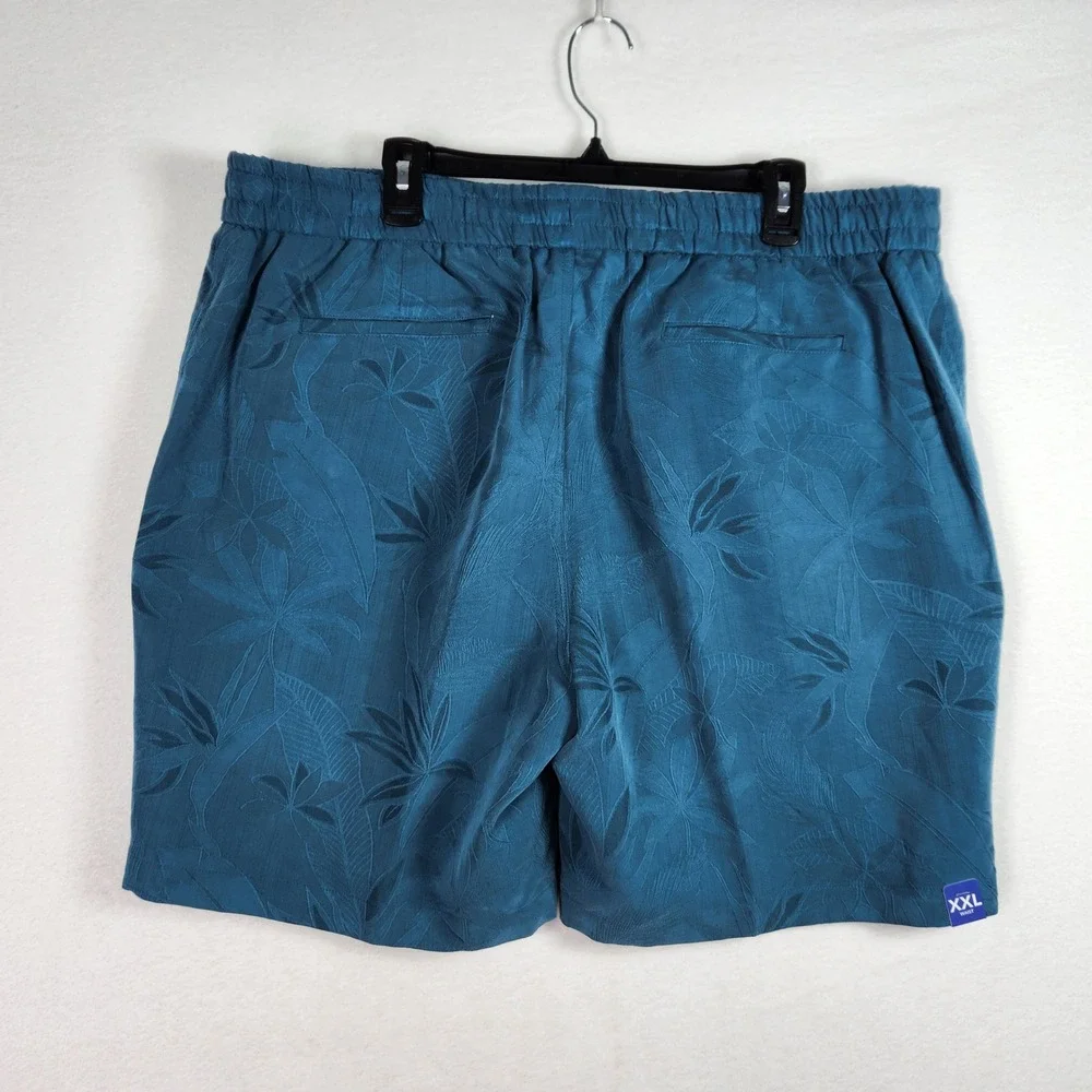 Caribbean Paradise Essentials Shorts Mens XXL Blue Floral Tropical Casual Beach
